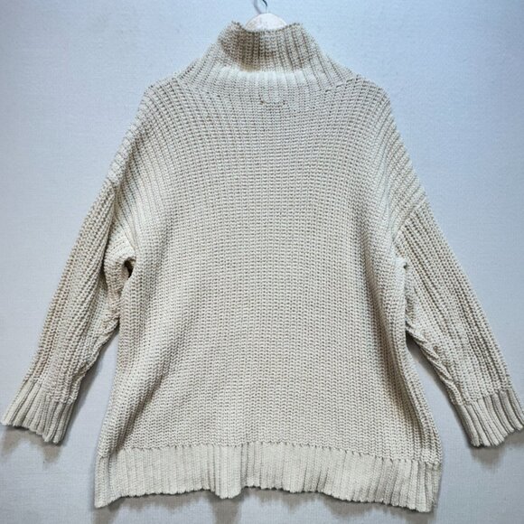 Aerie Womens Turtleneck Sweater Small Beige Oversized Knit Pullover Cozy Casual - Picture 10 of 12